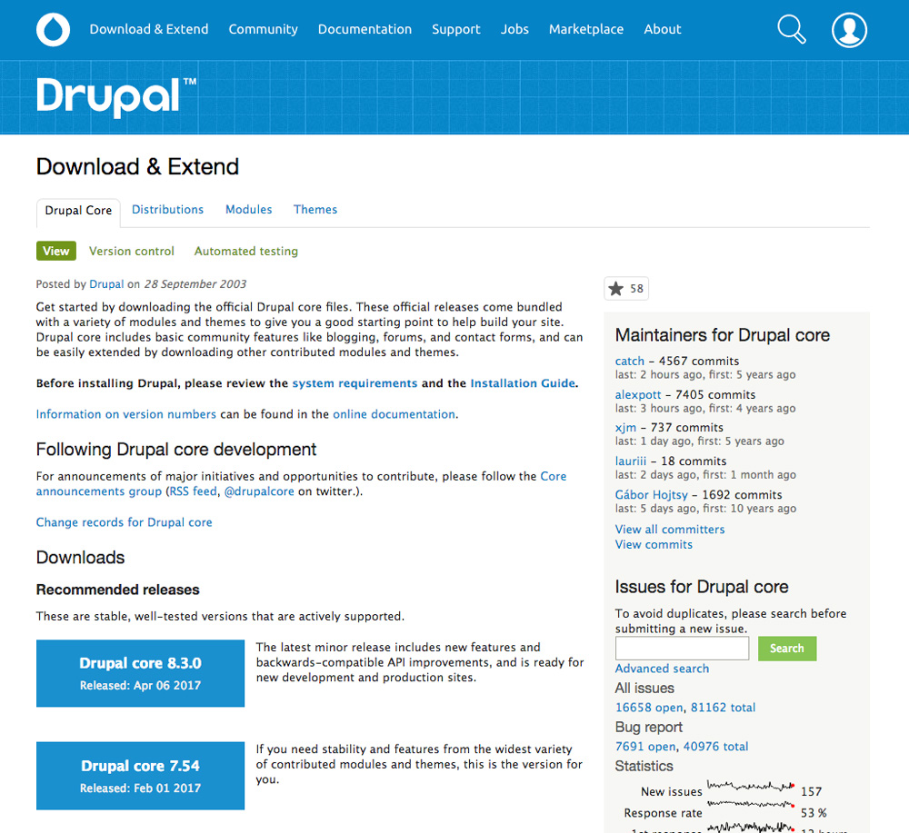 Drupal vs WordPress Drupal module repository