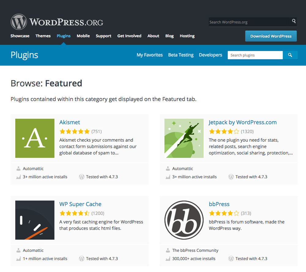 Wordpress vs Drupal plugin directory