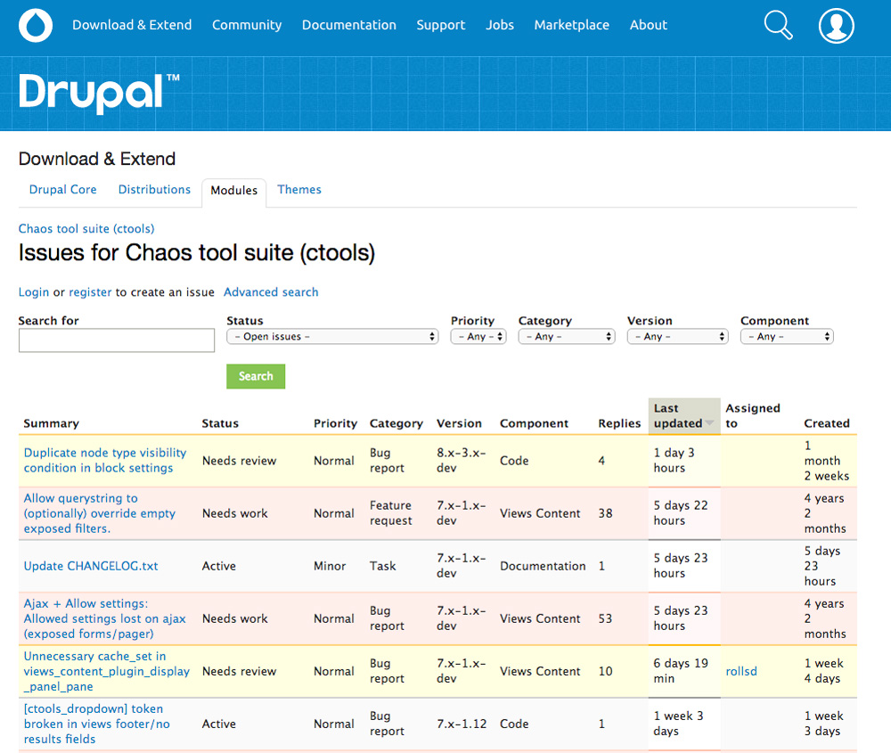 Drupal plugin bug tracking