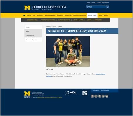 UM Kinesiology Website Component