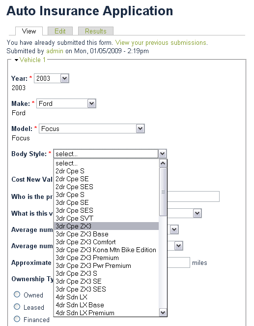 Dynamic select boxes